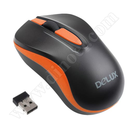 Мишка Delux, DLM-137GX, Black-Orange, 1000dpi, безжична